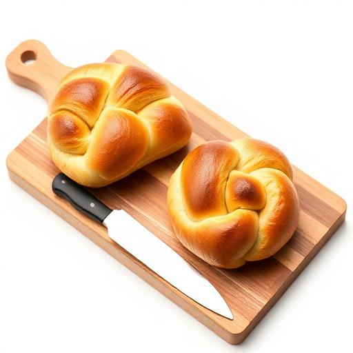 Challah board with knife